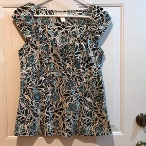 Ann Taylor Loft blue and white floral top